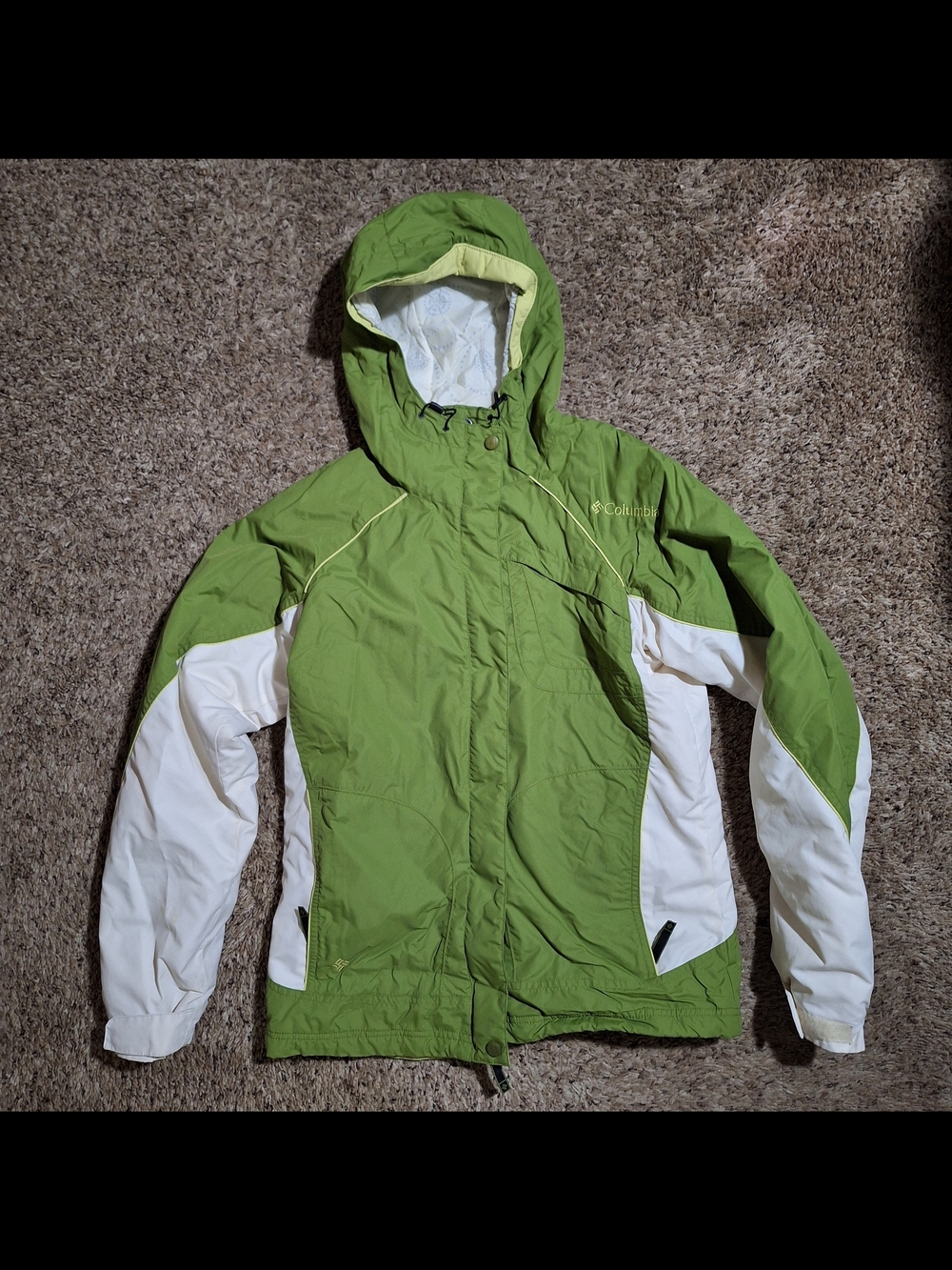 Vintage Columbia Y2K Lime Green Colorblock Ski Jacket Fleece Lined, M